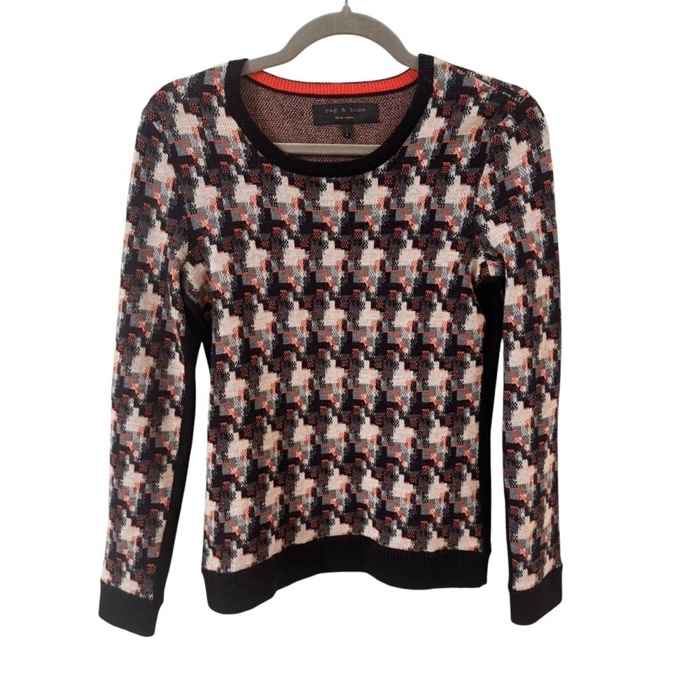 rag & bone Mariah 100% Wool Herringbone Pullover Long Sleeve Sweater Size Small